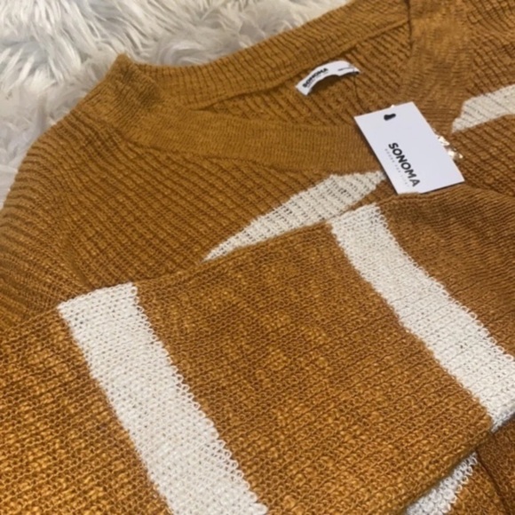 Plus Size 2X Sonoma Goods For Life Long Sleeve V-Neck Gold Striped Sweater - Picture 5 of 16